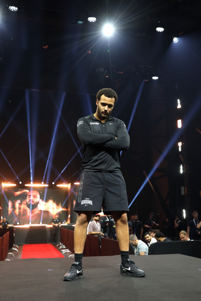 Moses Itauma on stage before a heavyweight fight.