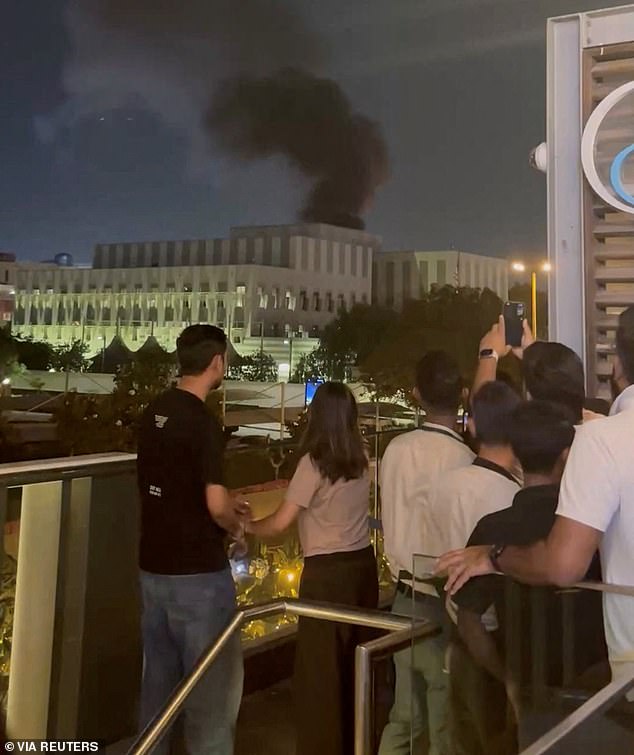 Videos posted to social media showed a huge plume of smoke rising from the building on March 3, which local authorities revealed was hit by a missile