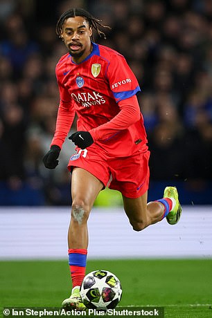 As is Bradley Barcola of Paris Saint-Germain