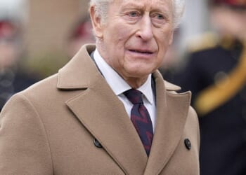 King Charles during a visit to the Royal Regiment of Artillery at Baker Barracks, Thorney Island in February