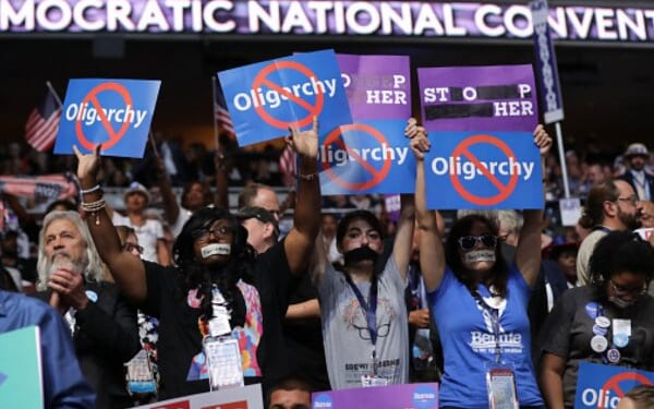 Protesters gather at the Democratic National Convention on July 17, 2016.