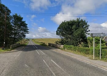 The crash happened on the A92 near Catterline (pictured). The road was closed for seven hours while police carried out their crash investigation and have issued a plea for witnesses to come forward with dashcam footage
