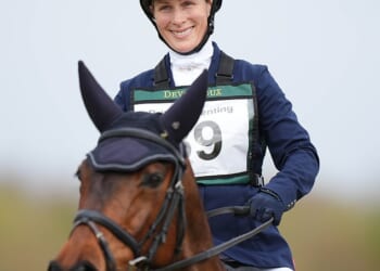 Zara Tindall was in her element as she got on the saddle for the Barbury Horse Trials at Sharpridge Farm in Marlborough this morning