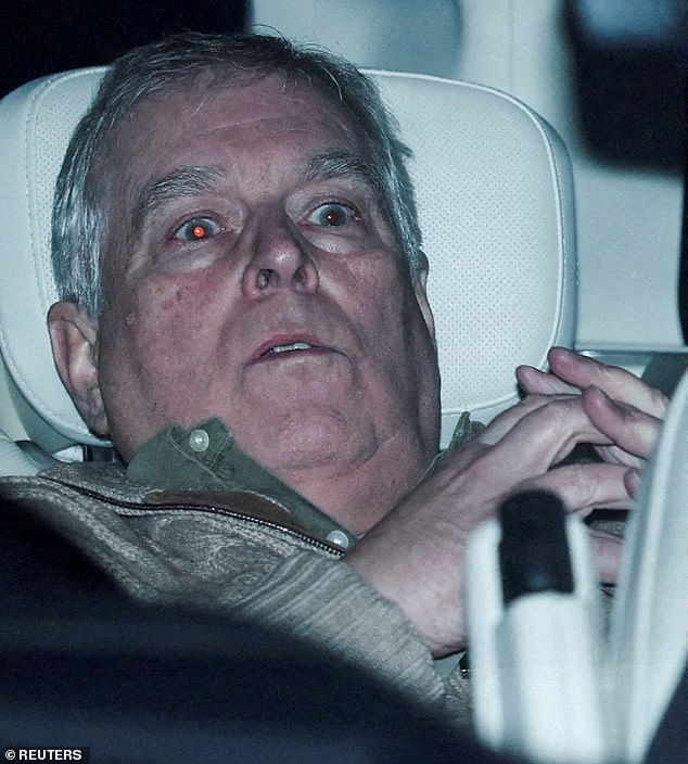Prince Andrew pictured after his arrest in February. It is believed that neither Beatrice nor Eugenie has visited Andrew during his exile in Marsh Farm