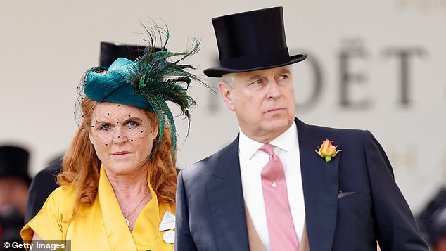 Sarah Ferguson pictured with Andrew at Ascot in 2019. She has been stripped of her Freedom of the City of York amid controversy over her connections to Jeffrey Epstein