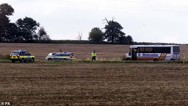 Pictured: Police at the scene of the murders of Lin and Megan Russell in the rural village of Chillenden, Kent
