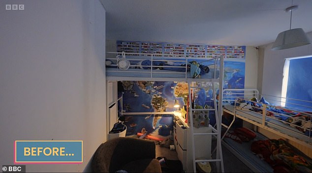 Meanwhile, viewers also got to see how the boys' bedroom had looked prior to the Sort Your Life Out makeover