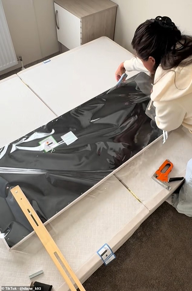 TikToker @diane_k93 said videos of her plastic-covered bed had 'caused quite a stir' before clarifying she only wrapped up the headboard