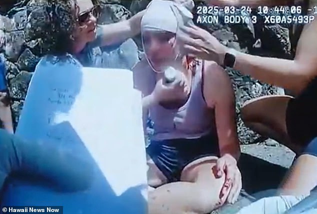 Arielle Konig is seen on police-worn body camera footage after she was allegedly attacked by her husband, Gerhardt Konig, on March 24, 2025