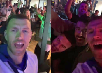 Premier League icon, 40, leads wild nightclub celebrations with arm in sling after Bosnia stun Italy to reach World Cup