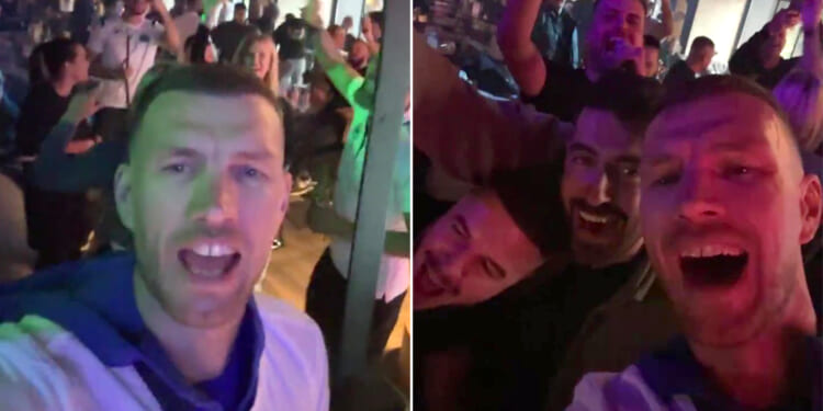 Premier League icon, 40, leads wild nightclub celebrations with arm in sling after Bosnia stun Italy to reach World Cup