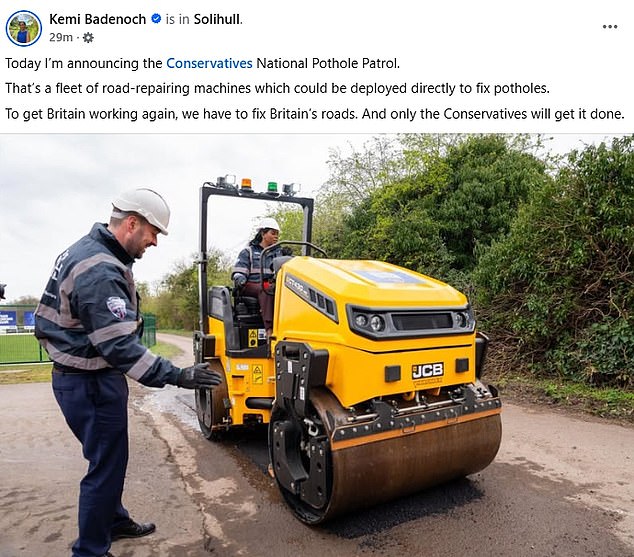 According to the Tories, the scheme - incorporating hundreds of modern, specialist road-repair machines - would be financed through savings made in the party's £47bn savings plan