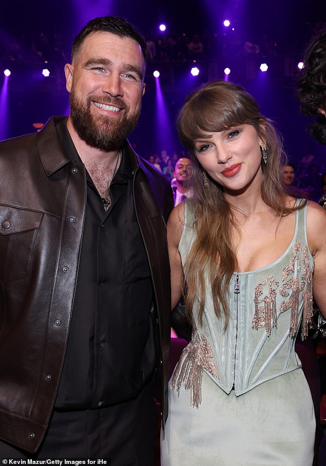 Kelce and Swift at the 2026 iHeartRadio Music Awards at Dolby Theatre in LA on March 26
