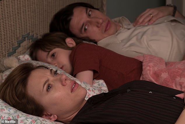 Scarlett Johansson, Adam Driver and Azhy Robertson in Marriage Story, Netflix's weepy drama in which a lawyer says getting divorced when kids are involved, is ‘like a death without a body’