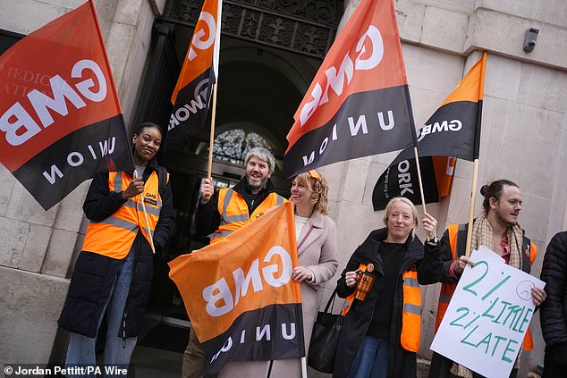 Next week’s walk out will be the 15th round of strikes by resident doctors in England since 2023 and is expected to cost the NHS more than £250million in overtime payments and lost activity (Medics are pictured striking on March 27)