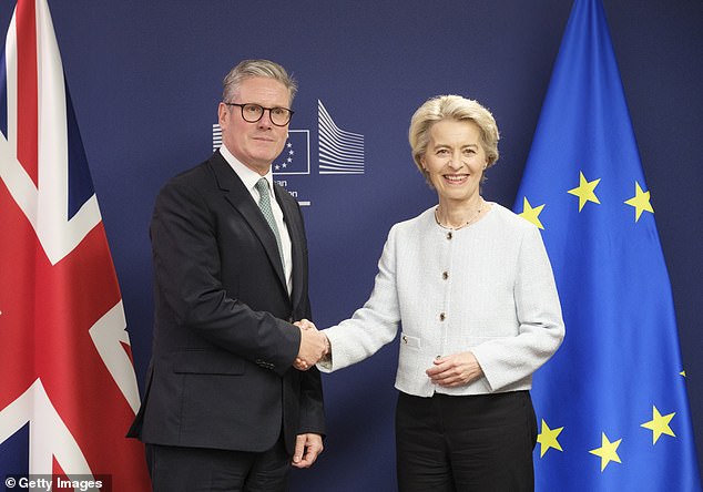 Sir Keir being welcomed by the President of the European Commission, Ursula von der Leyen, in Brussels, Belgium, in October 2024