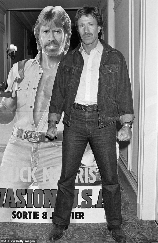 Norris starred in a number of films during his successful career as an actor such as The Way Of The Dragon (1972), The Delta Force (1986) and The Expendables 2 (2012); seen in 1985