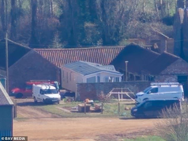 A mobile home at Marsh Farm on the Sandringham Estate. It was delivered to Andrew's Norfolk home by a lorry and has been placed in his garden