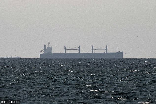 A tanker near the Strait of Hormuz last month. The crucial channel remains effectively shut after the US and Israel launched the war on Iran
