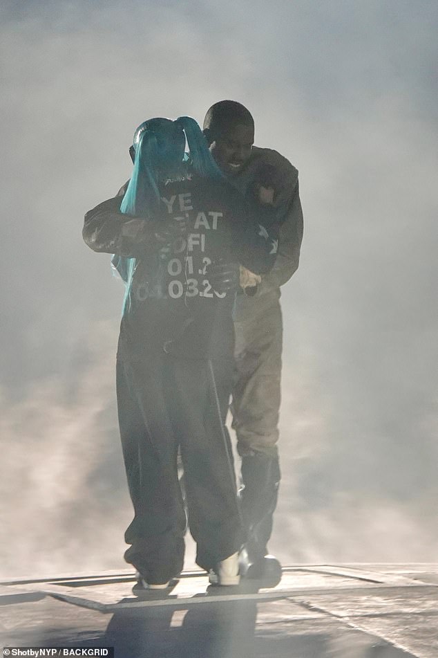 North, 12 - who Ye shares with his ex-wife Kim Kardashian - wore tour merch while on stage with her father on Wednesday
