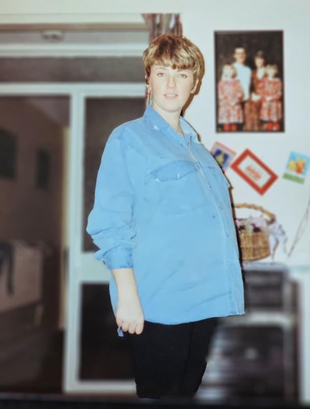 June in her early twenties, pregnant with twin daughters Heather and Laura