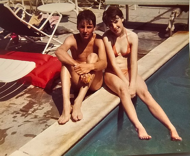 And at 16 with the man she would marry, Richard, relaxing by the swimming pool