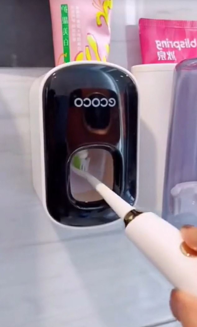 Advanced incense machines are used to offer a sense of calm to the home, while the woman also uses a specialist toothbrush sanitiser that dispenses toothpaste at the click of a button