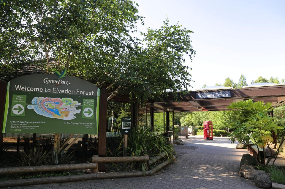 Welcome Centre at Center Parcs Elveden Forest with directions to Village Square and Country Club & Aqua Sana.