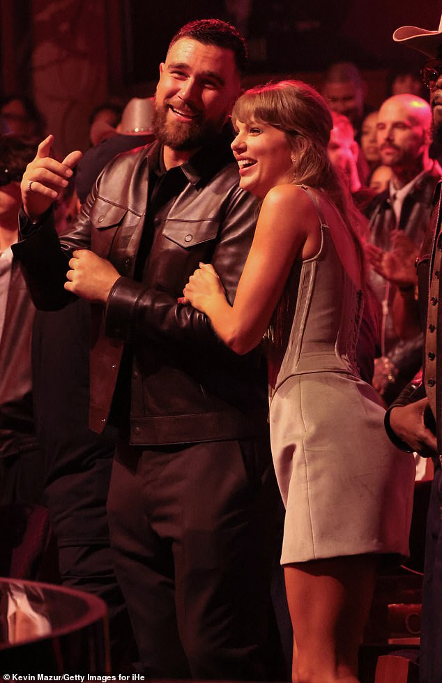 Swift and Travis, 36, announced in August that he had proposed in the back garden of his home. Seen in March