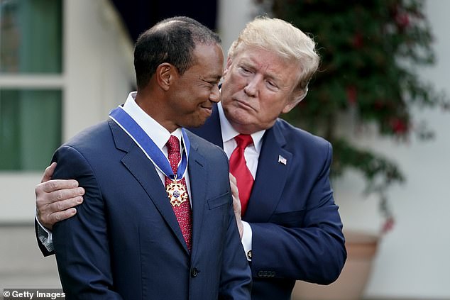 Woods is a 'very close friend' of Trump and was awarded the Medal of Freedom in 2019
