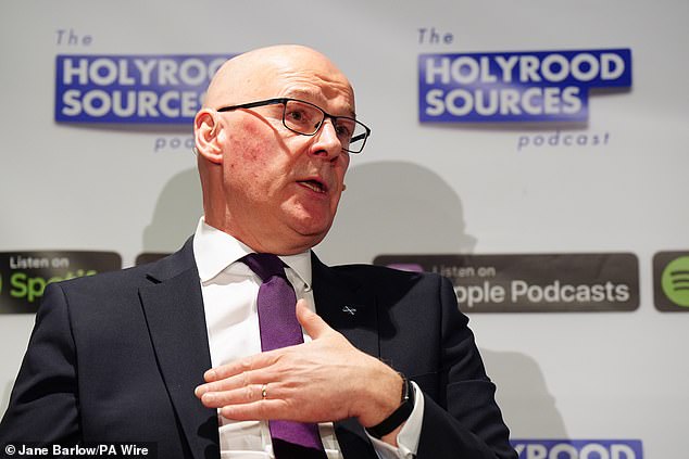 Scottish First Minister John Swinney said he was 'wholly committed' to renewable energy while speaking in Glasgow on Wednesday
