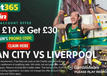 Get £30 in free bets for Man City vs Liverpool