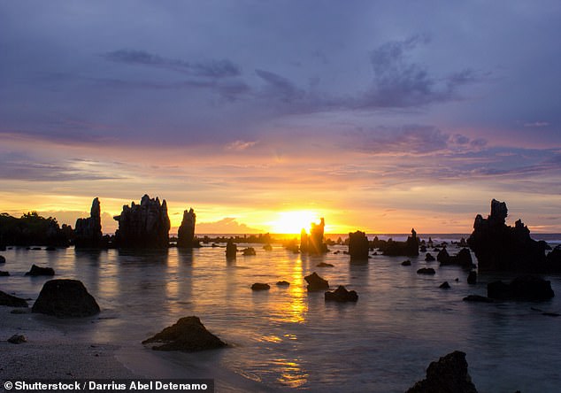 Only two hotels exist on the island. Menen Hotel, the largest, offers a single restaurant and bar, and views of Anibare beach (pictured)