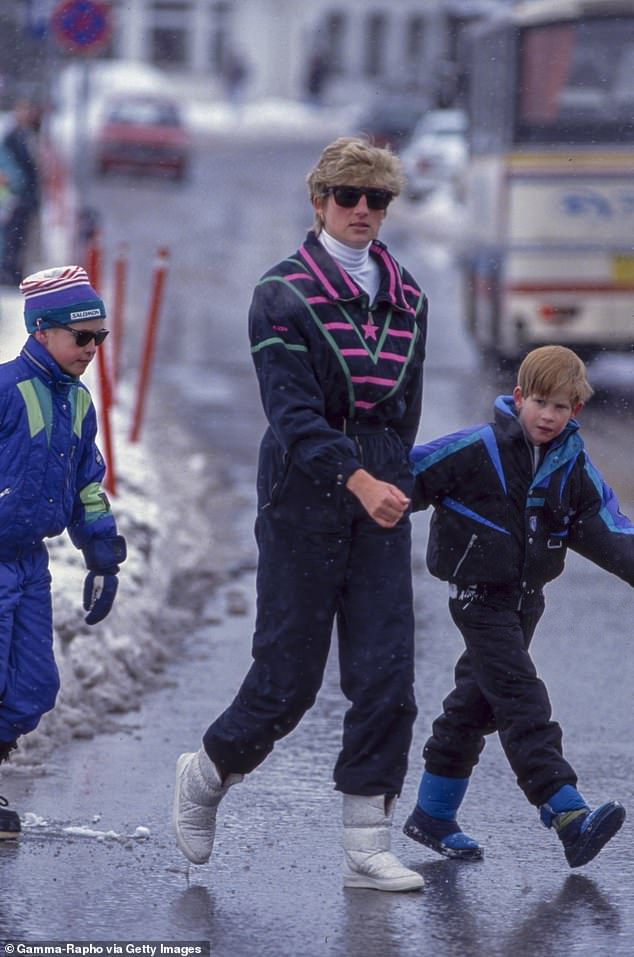 Both Harry and his older brother, Prince William, are seasoned skiers as they were frequently spotted on sporty family holidays with Charles and Diana in the 90s. The late Princess of Wales is seen here with her sons, Prince William and Harry, during a trip to Lech, Austria, in March 1993