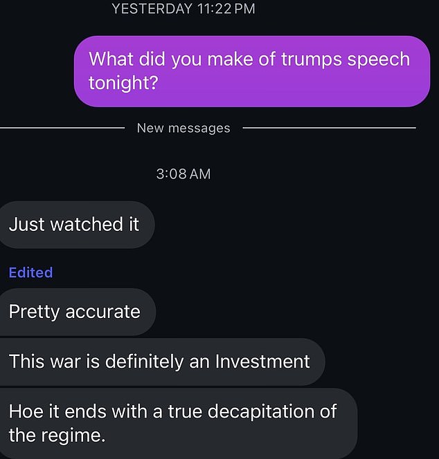 'This war is definitely an investment,' one Iranian explained. 'I hope it ends with a true decapitation of the regime'