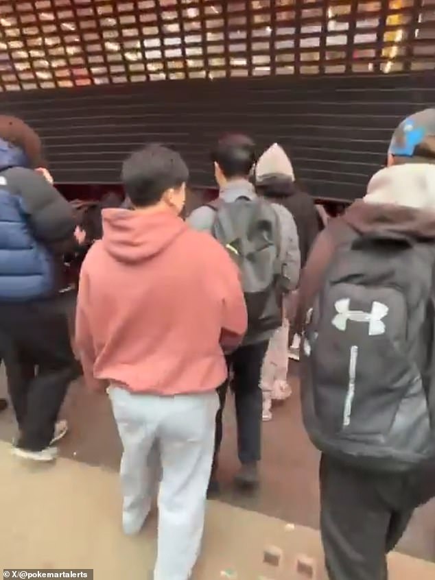 Circulating footage shows a crowd of differing ages surrounding the Oxford Street shop and pushing their way in as the shop was opening, allowing the fans to filter through at around 9.30am today