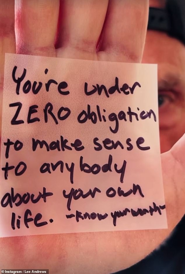 Lee went on to share a cryptic post insisting he's 'under zero obligation to make sense to anybody about his life'