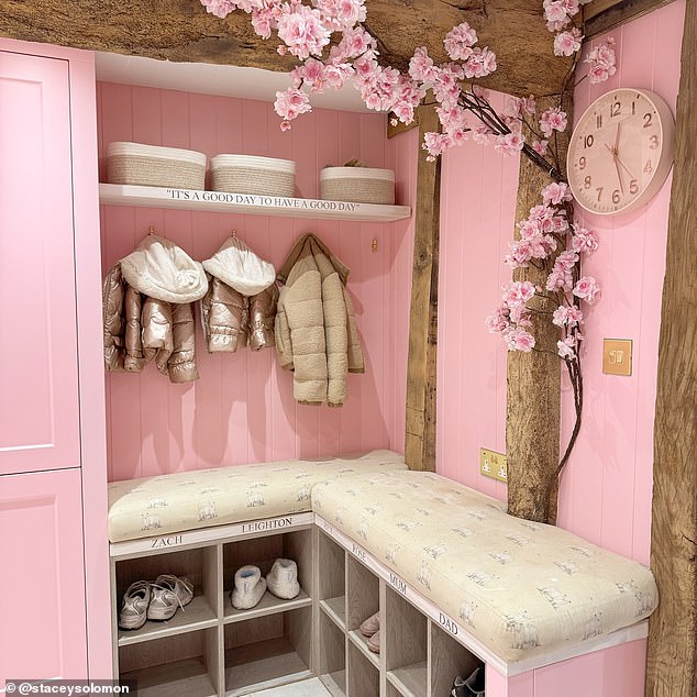 However, the pink utility room and all black kitchen 'reads more budget than luxurious', according to Jordana