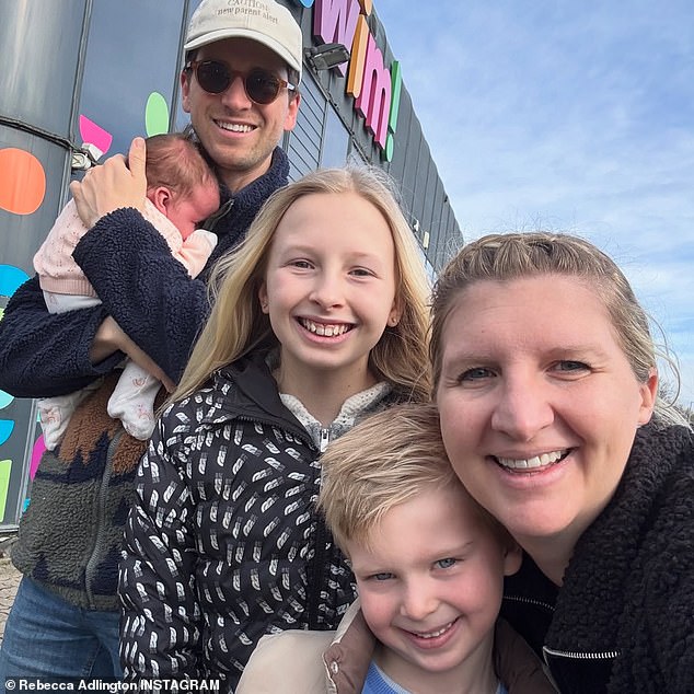 The BBC star was joined at the pool by husband Andy Parsons, their two-year-old son Albie and her daughter Summer, eight, from her previous marriage with ex-husband Harry Needs