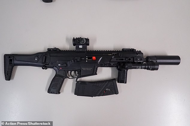 Loose in the holdall was the American-made semi-automatic Heckler & Koch MP5SF A3 rifle (pictured, file photo), which fires up to 800 rounds a minute