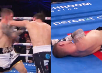 Boxing star rushed to hospital after horror KO as ace given oxygen while being stretchered out of ring