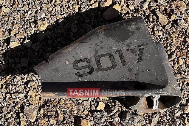 Debris from the US jet in a photo which was published by Iran's state-run Tasnim News agency