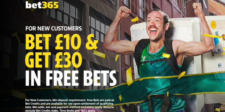 Get £30 in football free bets with bet365