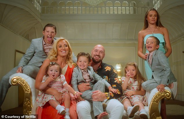 The Furys with six of their seven children  as part of a promotion for the Netflix series At Home With The Furys