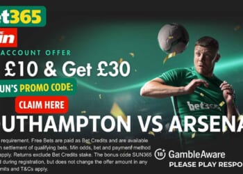 Score £30 in free bets for Southampton vs Arsenal