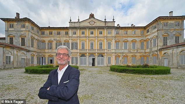 Edo’s three times married father, Alessandro Mapelli Mozzi, is living in a small property in the South of France. Pictured in front of the Mapelli Mozzi ancestral home