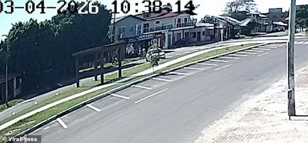 Its nose was angled upwards as it fell towards the ground and headed for the restaurant