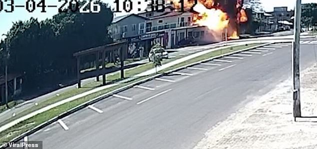 On impact there was an explosion of flames and thick black smoke which rose into the air