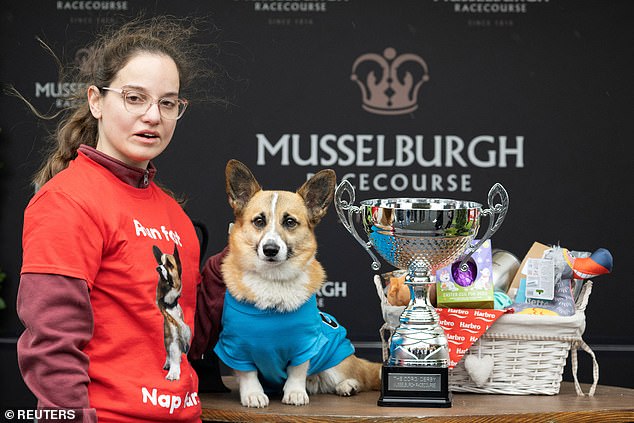 Islay's owner joined her as they picked up the trophy and a hamper of prizes