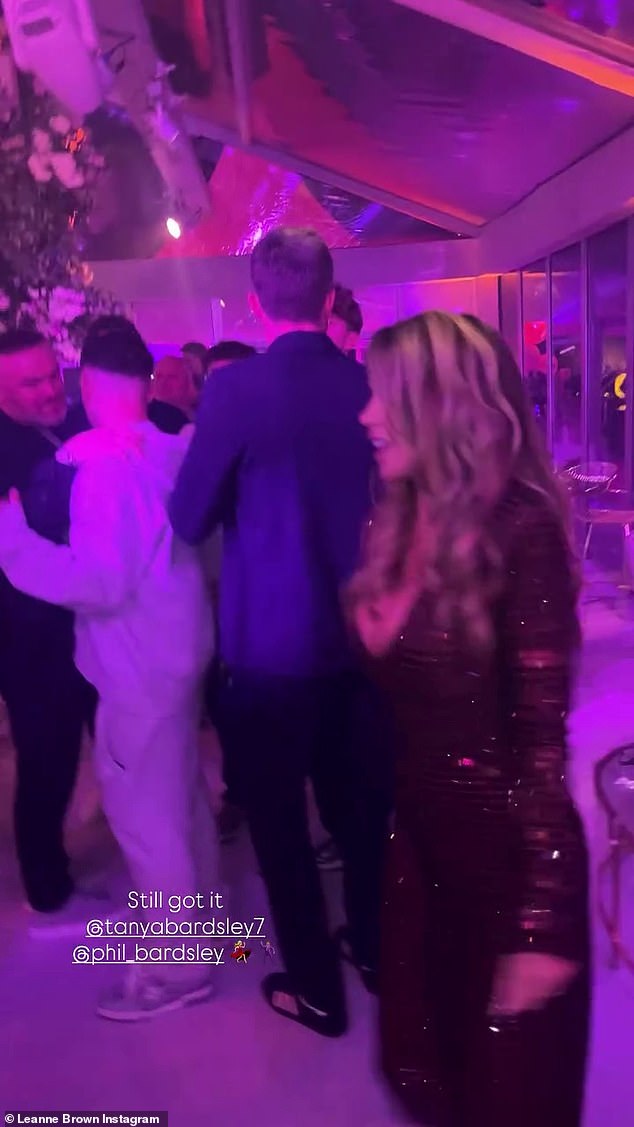 Coleen's husband Wayne and son Kai were seen taking to the dance floor during the party